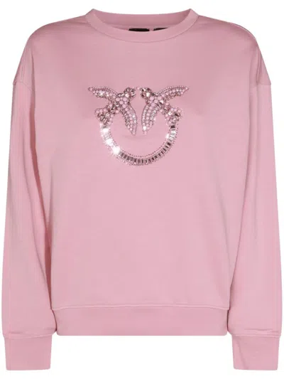 Pinko Love Birds-embellished Sweatshirt In Pink