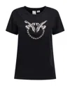 Pinko Love Birds-embellished Cotton T-shirt In Black
