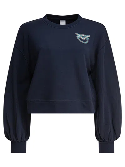 Pinko Love Birds-embellished Sweatshirt In Navy