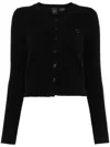 Pinko Love Birds-embroidered Cardigan In Black