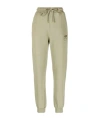 Pinko Love Birds Embroidered Cotton Track Pants In Green