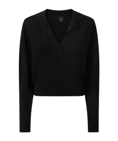 Pinko Love Birds-embroidered Polo Top In Black