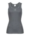 Pinko Love Birds-embroidered Ribbed Tank Top In Gray
