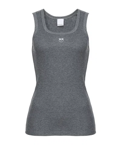 PINKO PINKO CALCOLATORE LOGO-PRINTED RIBBED TANK TOP