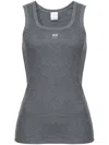 Pinko Love Birds-embroidered Ribbed Tank Top In Grey