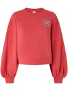 Pinko Sweatshirt With Wide Sleeves And Bejewelled Love Birds Embroidery In Red