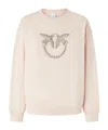 Pinko Love Birds-embroidered Sweatshirt In Pale Pink