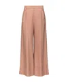 Pinko Love Birds-embroidered Washed Wide-leg Trousers In Nude