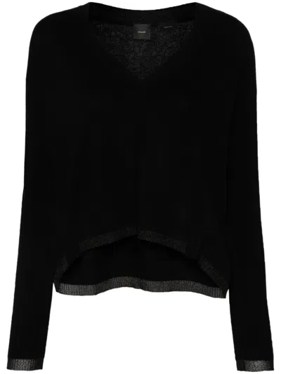 Pinko Love Birds Embroidery Sweater In Black
