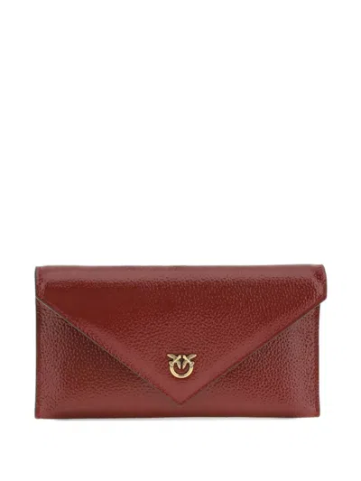 Pinko Love Birds Envelope Chain Clutch Bag In Burgundy