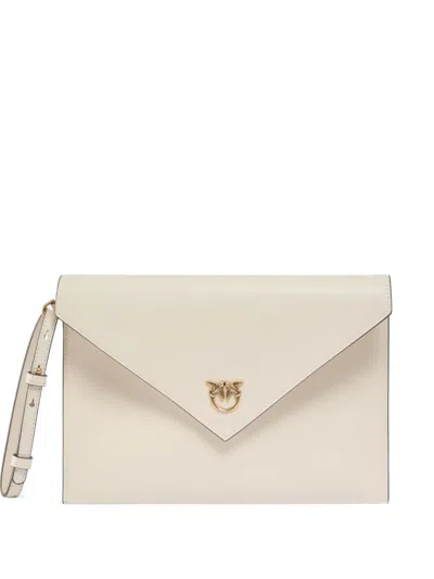 Pinko Love Birds Envelope Clutch Bag In White
