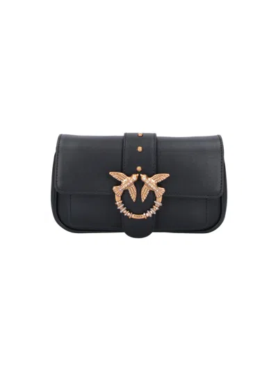 Pinko Love Birds Flap Crossbody Bag In Black
