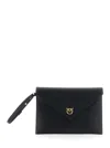 Pinko Structured Envelope Bag With Pointed Flap And Gold Emblem In Black
