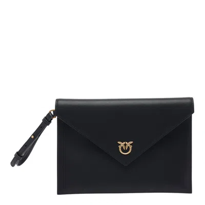Pinko Love Birds Flat Pochette In Gold