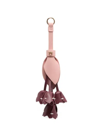 Pinko Love Birds Floral Bag Charm In Pink