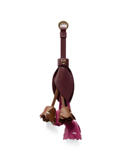 Pinko Love Birds Floral Bag Charm In Brown
