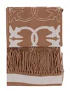 Pinko Love Birds Fringed Scarf In Brown