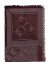Pinko Viscose Blend Scarf With Love Birds Motif In Burgundy