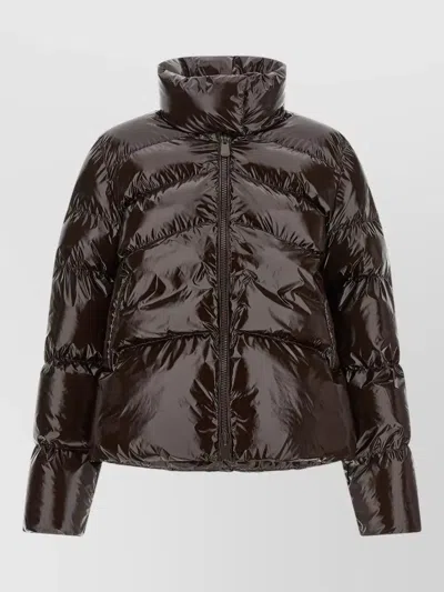 Pinko Love Birds High Collar Long Down Jacket In Multi