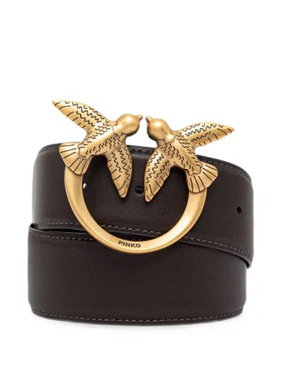 Pinko Love Birds High Leather Belt In Black