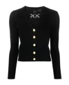 Pinko Ribbed-knit V-neck Wool Cardigan In Black