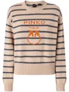 Pinko Love Birds-intarsia Sweater In Neutrals