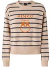 Pinko Love Birds-intarsia Sweater In Neutrals