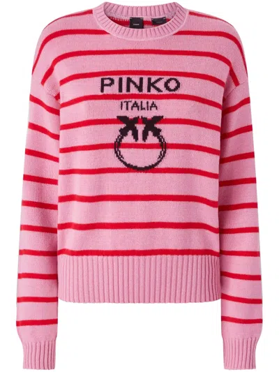 Pinko Love Birds-intarsia Sweater In Pink