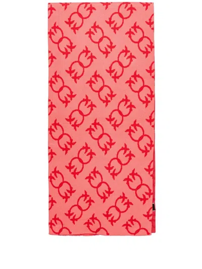 Pinko Love Birds-jacquard Scarf In Pink