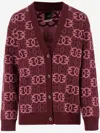 Pinko Love Birds Knit In Viscose Blend In Burgundy