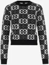 Pinko Jacquard Viscose Blend Crewneck Sweater In Black
