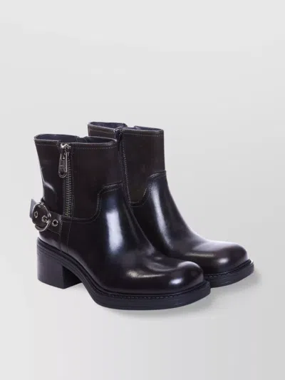 Pinko Love Birds Leather Ankle Boots In Black