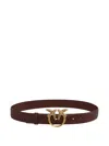 Pinko Love Birds High Leather Belt 4cm In Brown