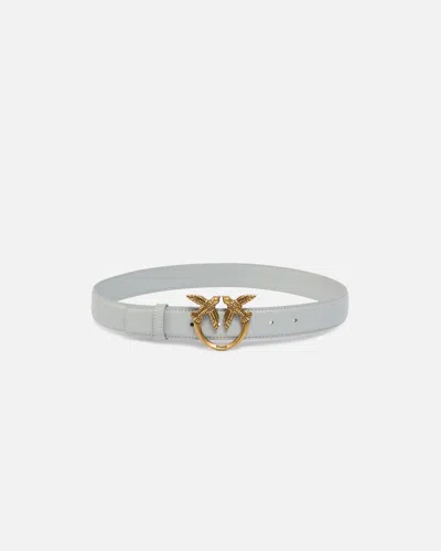 Pinko - Love Birds Leather Belt 3 Cm - L In Metallic
