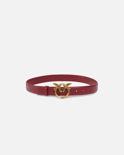 Pinko - Love Birds Leather Belt 3 Cm - Xl In Metallic