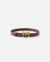 Pinko Love Birds High Leather Belt 4cm In Ciocc. Amaro-antique Gold