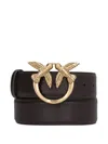 Pinko Love Birds Leather Belt In Brown