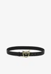 Pinko Love Birds Leather Belt In Black