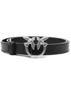 Pinko Love Birds Leather Belt In Black