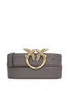 Pinko Love Birds Leather Belt In Brown