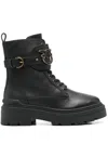 Pinko Love Birds Leather Boots In Black
