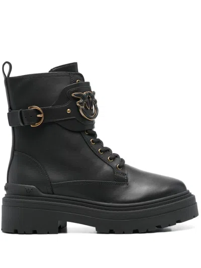 PINKO LOVE BIRDS LEATHER BOOTS