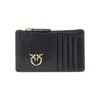 Pinko 'love Birds' Leather Cardholder In Black