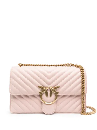 Pinko Love Birds Leather Crossbody Bag In 粉色