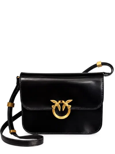 Pinko Love Birds Leather Crossbody Bag In Black