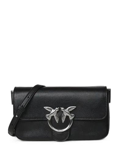 Pinko Love Birds Leather Shoulder Bag In Red