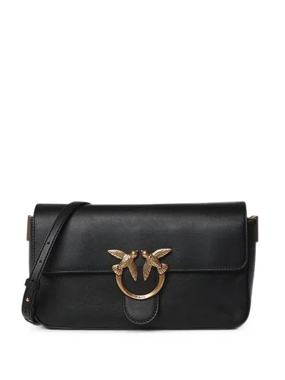 Pinko Love Birds Leather Shoulder Bag In Pink