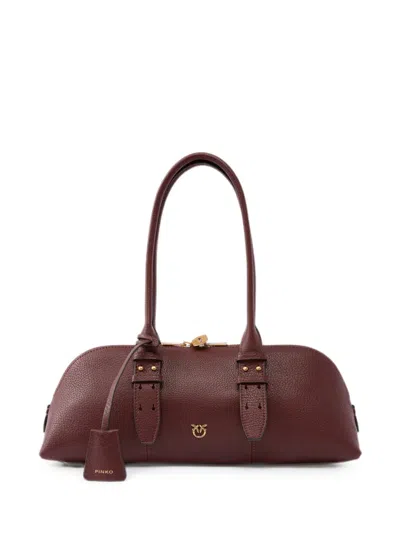 Pinko Love Birds Leather Tote Bag In Pink