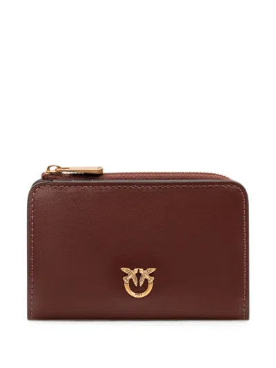 Pinko Love Birds Leather Wallet In Blue