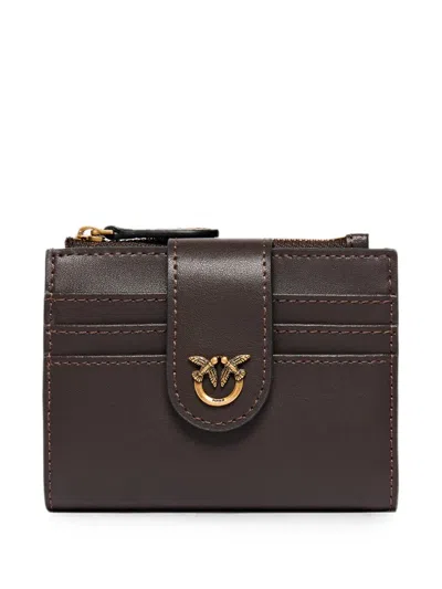Pinko Love Birds Leather Wallet In Brown